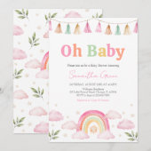 Rainbow Sunshine Baby Dusche Einladung (Vorne/Hinten)