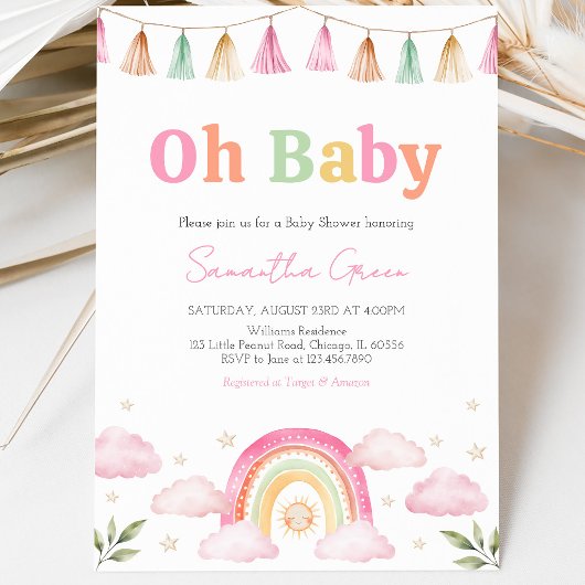 Rainbow Sunshine Baby Dusche Einladung