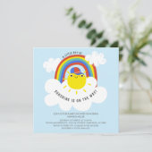 Rainbow Sunshine Boys Kinderdusche Einladung (Stehend Vorderseite)