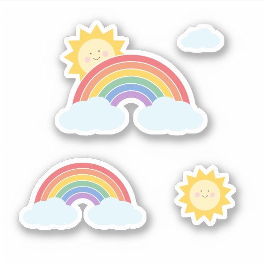 Rainbow Sunshine Custom-Cut Vinyl Sticker (Vorderseite)