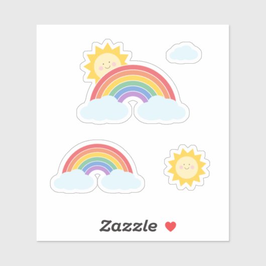 Rainbow Sunshine Custom-Cut Vinyl Sticker (Blatt)