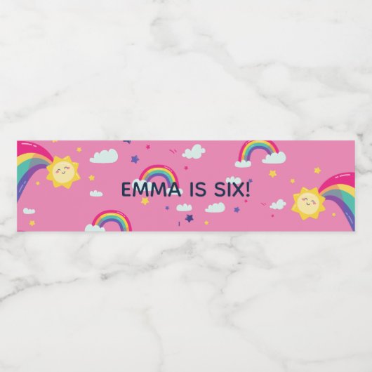 Rainbow Sunshine Fun Water Flasche Label Wasserflaschenetikett (Einzelnes Label)