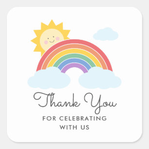 Rainbow Sunshine Gevor Vielen Dank Quadratischer Aufkleber