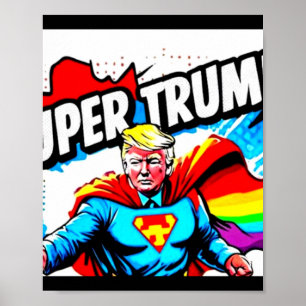 Rainbow Super Trump - Vintager Pop Art Print Poster