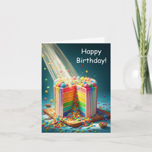 Rainbow Surprise Birthday Cake Karte (Vorderseite)