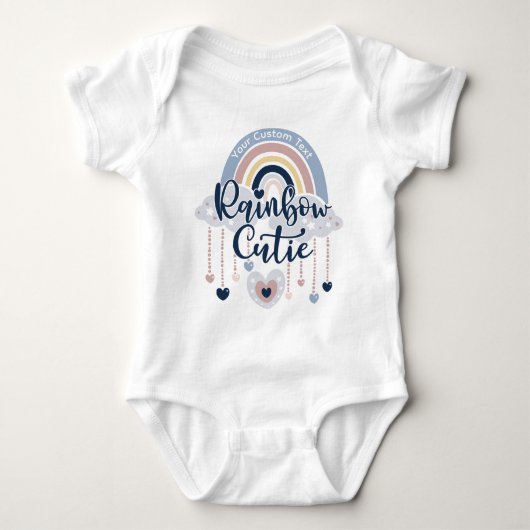 Rainbow Süsse und Hearts Girl oder Boy Custom Text Baby Strampler (Vorderseite)