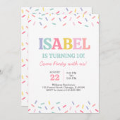 Rainbow Süßigkeiten Sprinkles Geburtstag Einladung (Vorne/Hinten)