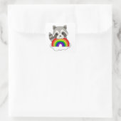 Rainbow Sweet Animals Colorful Raccoon Quadratischer Aufkleber (Tasche)