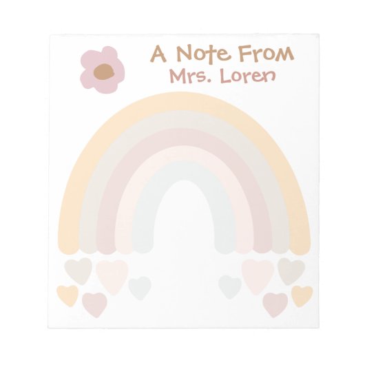 Rainbow Sweet Boho Lehrer Notizblock (Vorderseite)