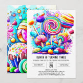 Rainbow Sweet Chocolate Einladung (Vorne/Hinten)