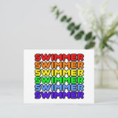 Rainbow Swimmer Postkarte (Stehend Vorderseite)