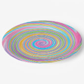 Rainbow-Swirbelmuster Pappteller (Schrägansicht)