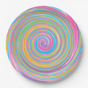 Rainbow-Swirbelmuster Pappteller