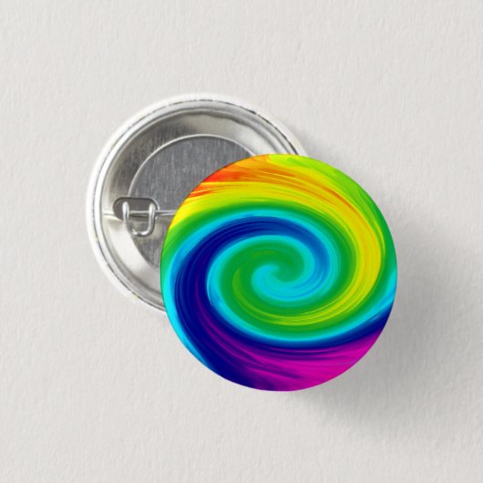 Rainbow Swirl Abstrakt Art Design Button (Vorne & Hinten)