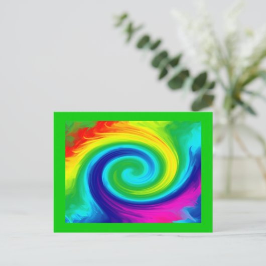 Rainbow Swirl Abstrakt Art Design Postkarte (Stehend Vorderseite)