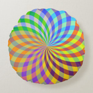 Rainbow Swirl Abstrakt Rundes Kissen