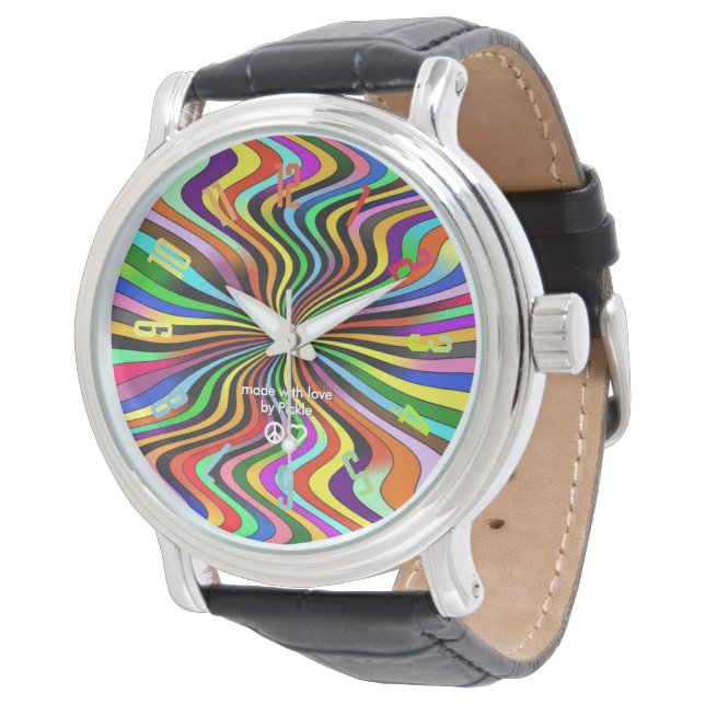 Rainbow Swirl aus Edelstahl Beobachten Armbanduhr (Schrägansicht)