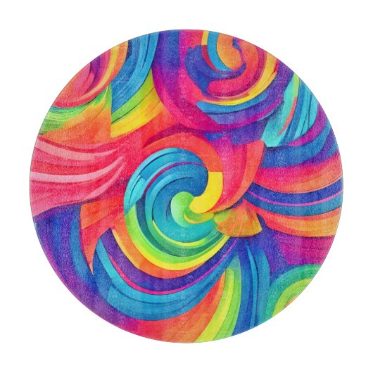 Rainbow Swirl Chaos Design Schneidebrett (Vorderseite)