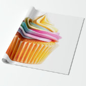 Rainbow Swirl Cupcake with Colorful Wrapper Geschenkpapier (Ungerollt)