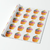 Rainbow Swirl Cupcake with Colorful Wrapper Geschenkpapier (Ungerollt)