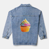 Rainbow Swirl Cupcake with Colorful Wrapper Jeansjacke (Rückseite)