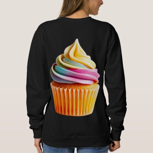 Rainbow Swirl Cupcake with Colorful Wrapper Sweatshirt (Rückseite)