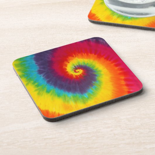 Rainbow Swirl Gefärbte Krawatte Groovy Cool Getränkeuntersetzer (Linke Seite)