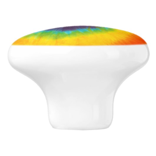 Rainbow Swirl Gefärbte Krawatte Groovy Cool Keramikknauf (Seitenansicht)