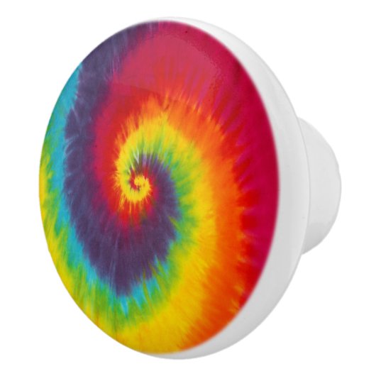 Rainbow Swirl Gefärbte Krawatte Groovy Cool Keramikknauf (Rechts)