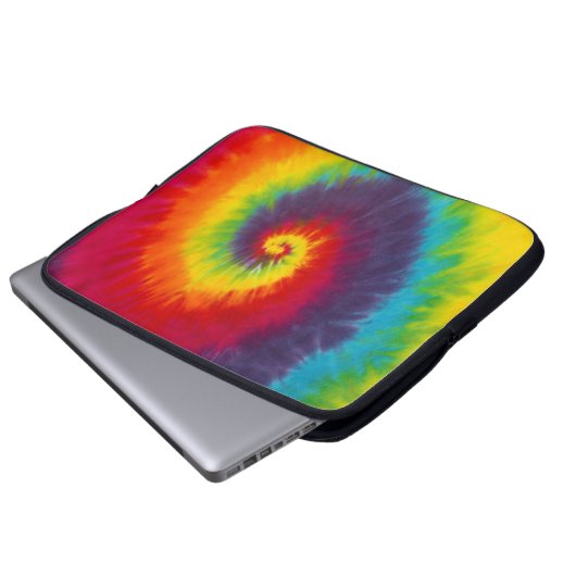 Rainbow Swirl Gefärbte Krawatte Groovy Cool Laptopschutzhülle (Vorne Knopf)