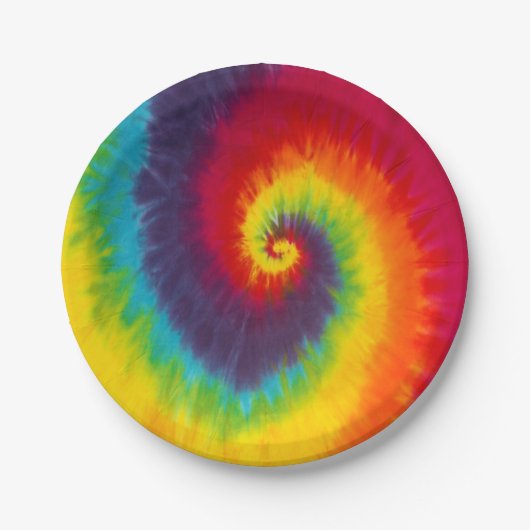 Rainbow Swirl Gefärbte Krawatte Groovy Cool Pappteller (Vorderseite)