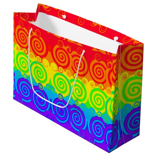 Rainbow Swirl-Geschenkbeutel Große Geschenktüte (Vorderseite Schrägansicht)