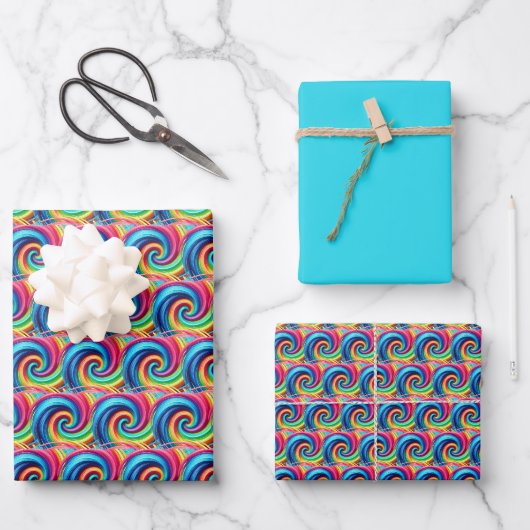 Rainbow Swirl Geschenkpapier Set (Vorderseite)