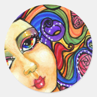 Rainbow Swirl Girls Hübsche Regenbogenaufkleber Runder Aufkleber