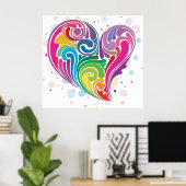Rainbow Swirl Herz Poster (Heimbüro)