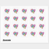 Rainbow Swirl Herz Quadratischer Aufkleber (Blatt)
