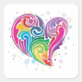 Rainbow Swirl Herz Quadratischer Aufkleber (Vorderseite)