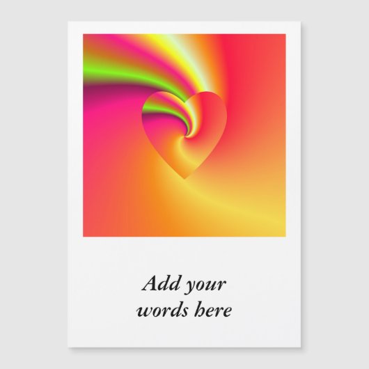 Rainbow Swirl Liebe Herz Magnetkarte (Vorderseite)