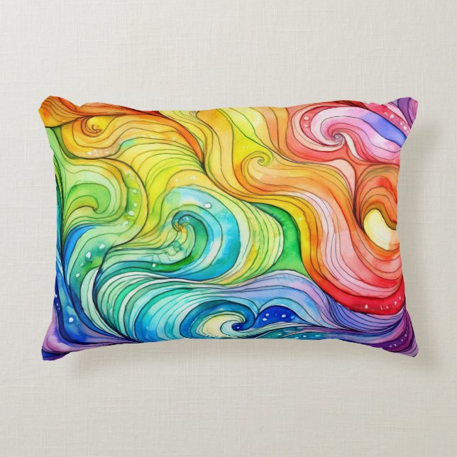 Rainbow Swirl Muster Dekokissen (Vorderseite)