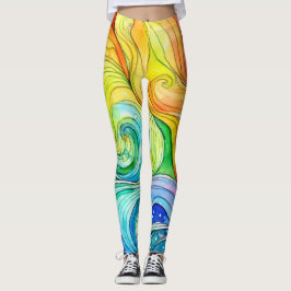 Rainbow Swirl Muster Leggings