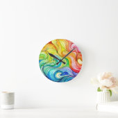 Rainbow Swirl Muster Runde Wanduhr (Zuhause)