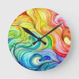 Rainbow Swirl Muster Runde Wanduhr