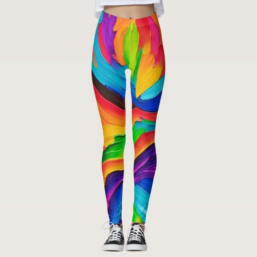 Rainbow Swirl Painting Leggings (Vorderseite)