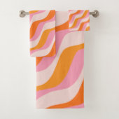 Rainbow Swirl Pink Orange Abstrakt Retro Sunshine Badhandtuch Set (Insitu)