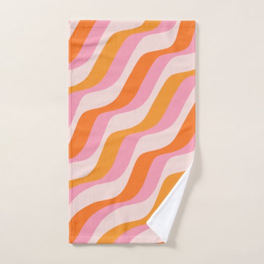 Rainbow Swirl Pink Orange Abstrakt Retro Sunshine Badhandtuch Set (Handtuch)