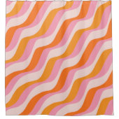 Rainbow Swirl Pink Orange Abstrakt Retro Sunshine Duschvorhang (Vorderseite)