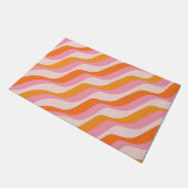 Rainbow Swirl Pink Orange Abstrakt Retro Sunshine Fußmatte (Schrägansicht)
