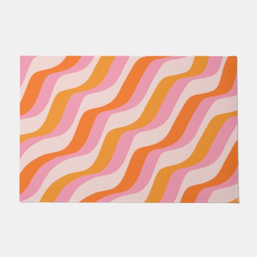 Rainbow Swirl Pink Orange Abstrakt Retro Sunshine Fußmatte (Vorderseite)