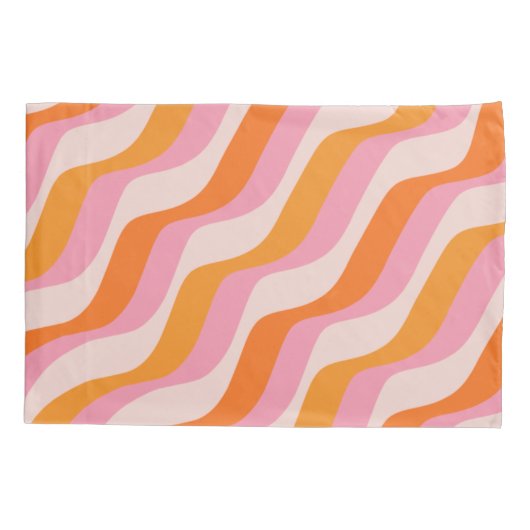 Rainbow Swirl Pink Orange Abstrakt Retro Sunshine Kissenbezug (Rückseite)