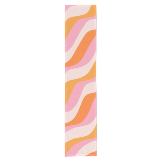 Rainbow Swirl Pink Orange Abstrakt Retro Sunshine Kurzer Tischläufer (Vorderseite)